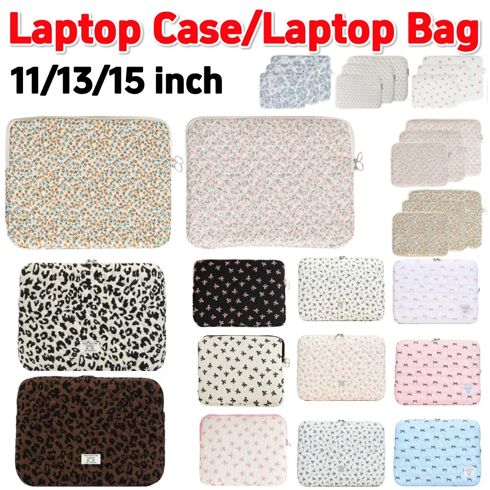 Flower Printed Laptop Sleeve Case Bag for Quilted Protective Laptop Case Computer Sleeve Clutches for 11-15 Inch Laptop Tablet