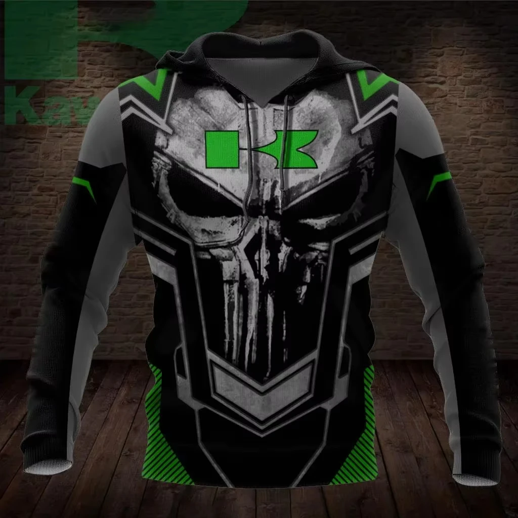

Men's Hoodie Kawasaki Hoodie Motorcycle Uniform Sportswear Racing Men's Cycling Jersey 3D Printed Three-dimensional Pattern