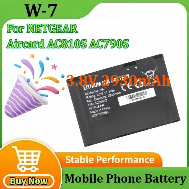 

3.8V 2930mAh W-7 Battery for NETGEAR Aircard AC790S AC810S New Mobile Phone Batteries