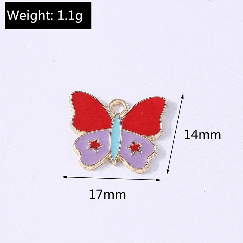 10 Stück 17x14mm Niedliche Emaille-Schmetterlingsanhänger für Schmuckherstellung, Anhänger, Halsketten, Ohrringe, Armbänder, DIY-Bastelzubehör – Detail 1