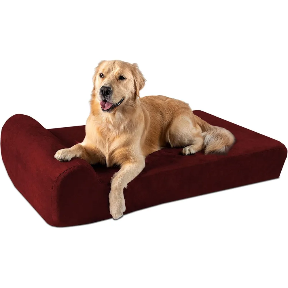 

Orthopedic Dog Bed w/Headrest - 7” Dog Bed for Large Dogs w/Washable Microsuede Cover - Elevated Dog Bed Made in The USA w/ 10-