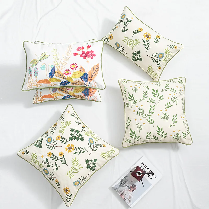 30X50/45x45CM Plant Flower Throw Pillow Cover embroidered Stamping Waist Cushion Cover Decor Home Decorative Pillowcase