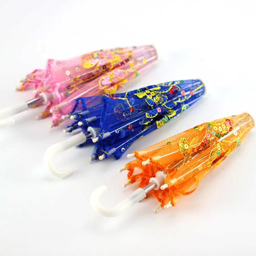 2 Pcs Mini Decoration Umbrella Accessories Play House Toy Kids Lace Parasol