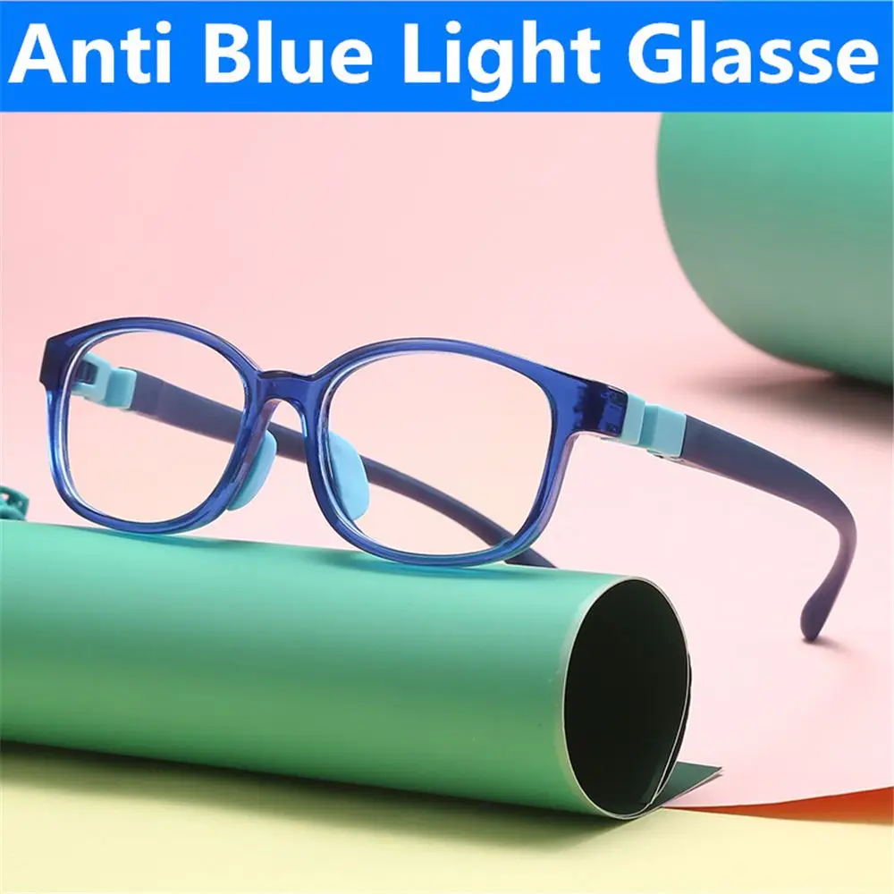 Anti Blue Light Kids Glasses Square Children Boy Girls Computer Transparent Blocking Reflective Eyeglasses Silicone Soft Frame