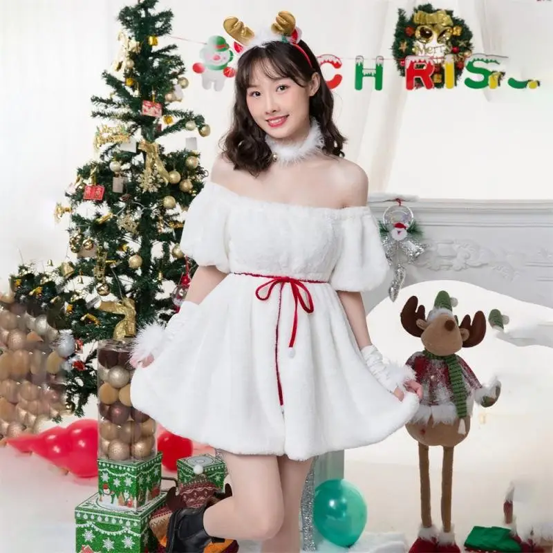 

Костюм для выступлений Loween: Очаровательный Наряд «Танцующий Снеговик-Кролик» для Девочек и Женщин, Пушистый Костюм с Анималистическим Принтом для Сцены