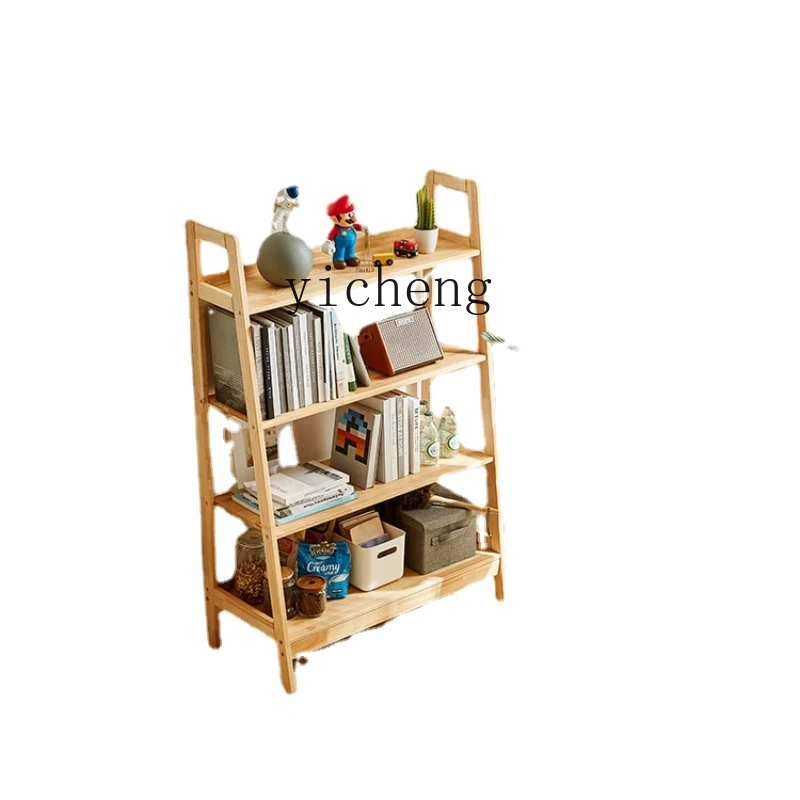 

Zk Solid Wood Storage Rack Rubber Wood Household Hallway Storage Shelf Wood Color Furniture