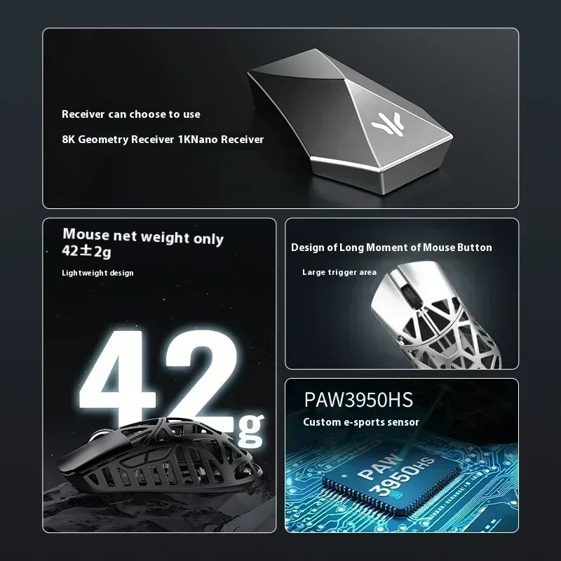 Wanling WLmouse Beast X Max Mouse Tri Mode Ergonomics Paw3950 Bluetooth Wireless Gaming Mouse Pc Gamer Accessory Custom Gift