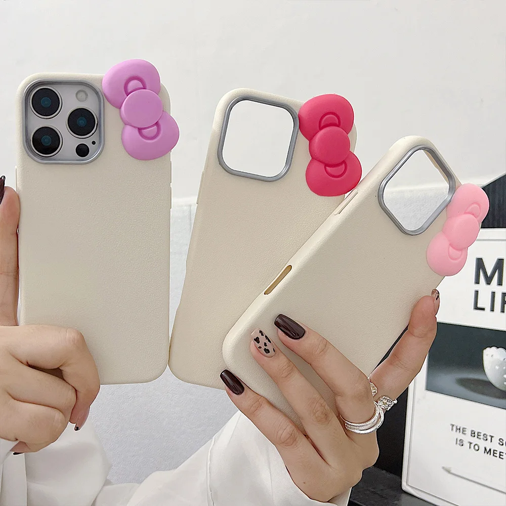 Cute 3D Bow Phone Case For Samusng Galaxy S25 S23 S22 S21 Plus Ultra S24 S20 FE A16 A55 A54 A35 A14 A33 A52 A34 Quakeproof Cover