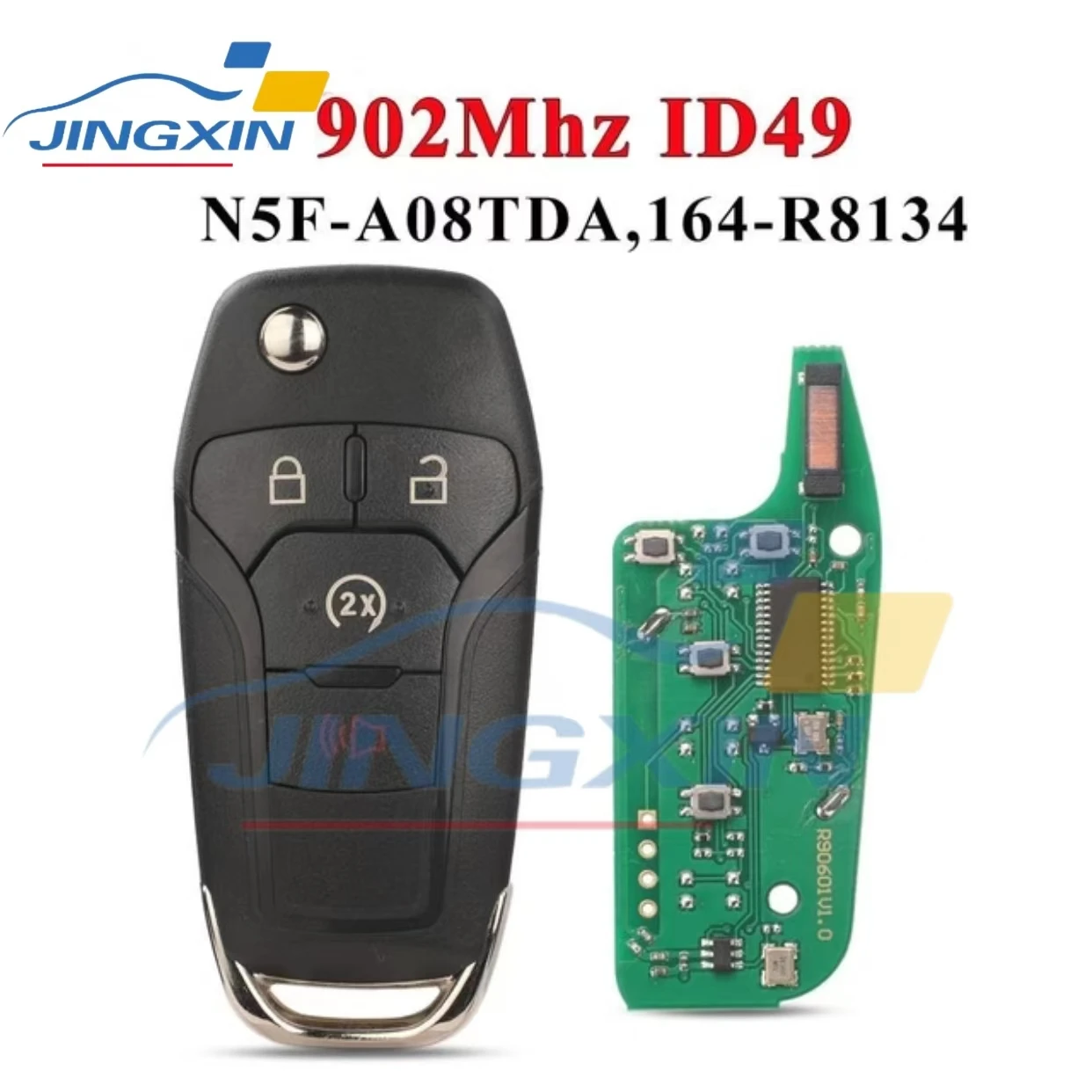 

Jingxin World Car Remote Key Fit For Ford F150-F550 Fusion Explorer N5F-A08TDA ID49Chip 902Mhz Auto Smart Control HU101 Flip Key