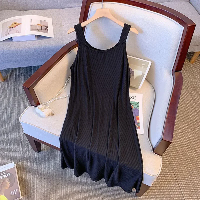 Vestido longo sem alças f plus size, elástico, solto, cobertura de barriga, base, vestido confortável, respirável, verão