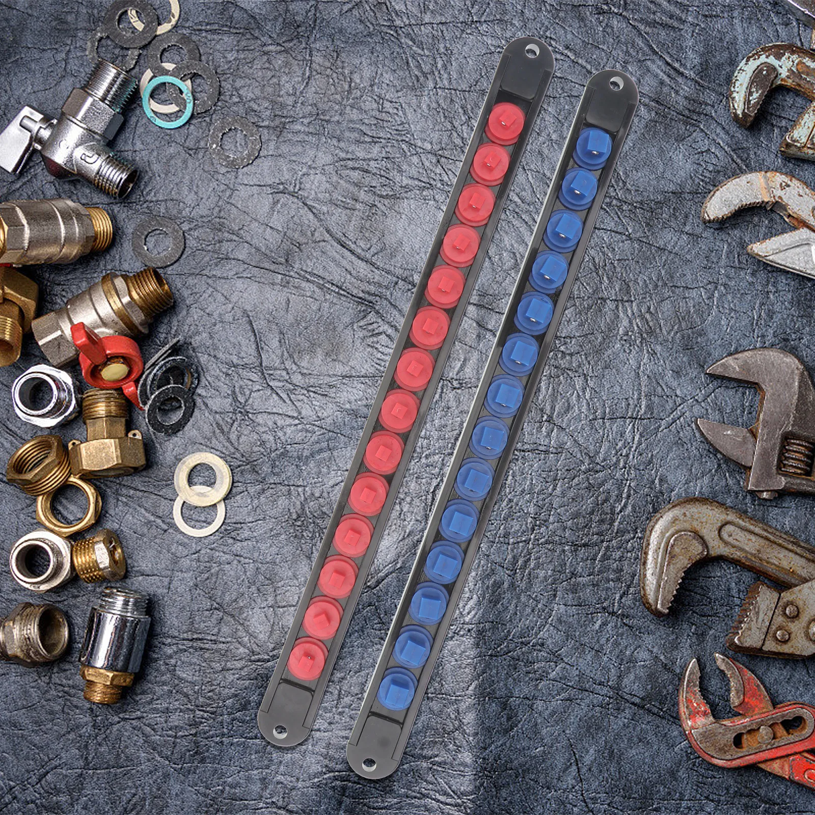 6pcs Socket 3/8" 1/4" Universal Holder Durable Tool Storage Box Sleeve Rail Sleeve Holder Organizer Socket Rail Rack Rack