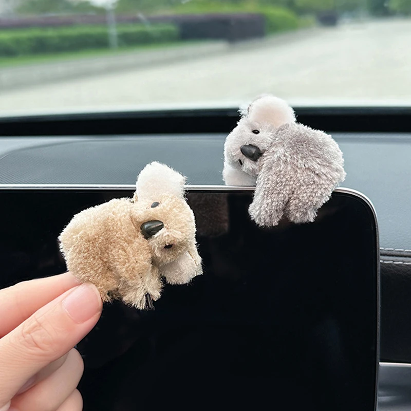 Plush Cute Koala Doll Car Interior Decoration Auto Rearview Mirror Control Screen Decor Sun Visor Card Clip Gift Car Accessories