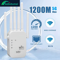 Kebidumei 1200Mbps Wifi Repeater Dual Band 2.4G 5G Network Range Extender Signal Booster Amplifier 6Antenna Wireless WiFi Router