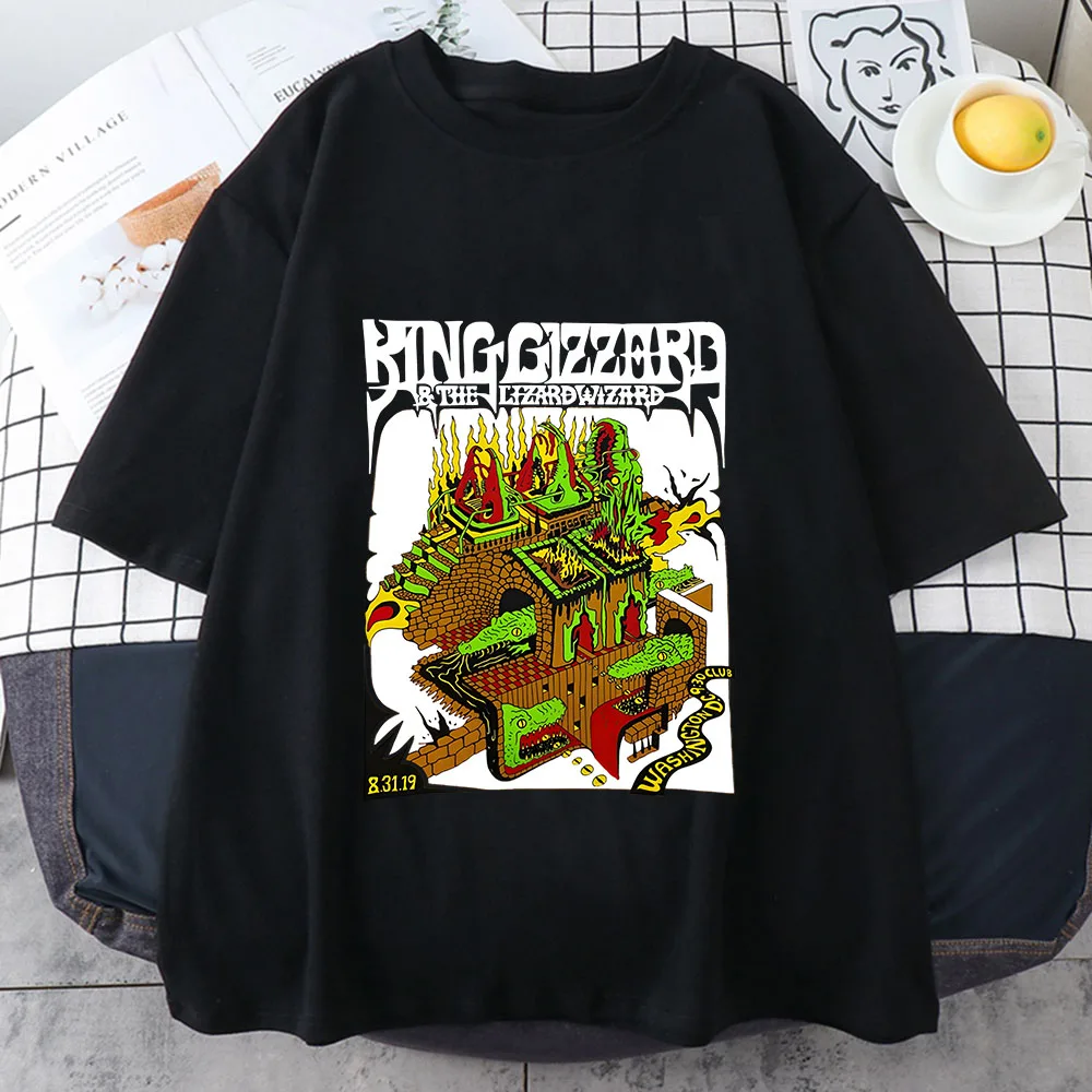 King Gizzard & The Lizard Wizard Gothic Classic Type Tshirts Men/women 100% Cotton T-shirts Slight Strech Short Sleeve Tee-shirt