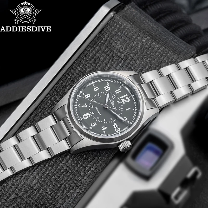 ساعة Addiesdive للرجال مقاومة للماء مضيئة موضة ساعة ميكانيكية زجاج الياقوت AD2074 ساعات تناظرية من الفولاذ المقاوم للصدأ #4
