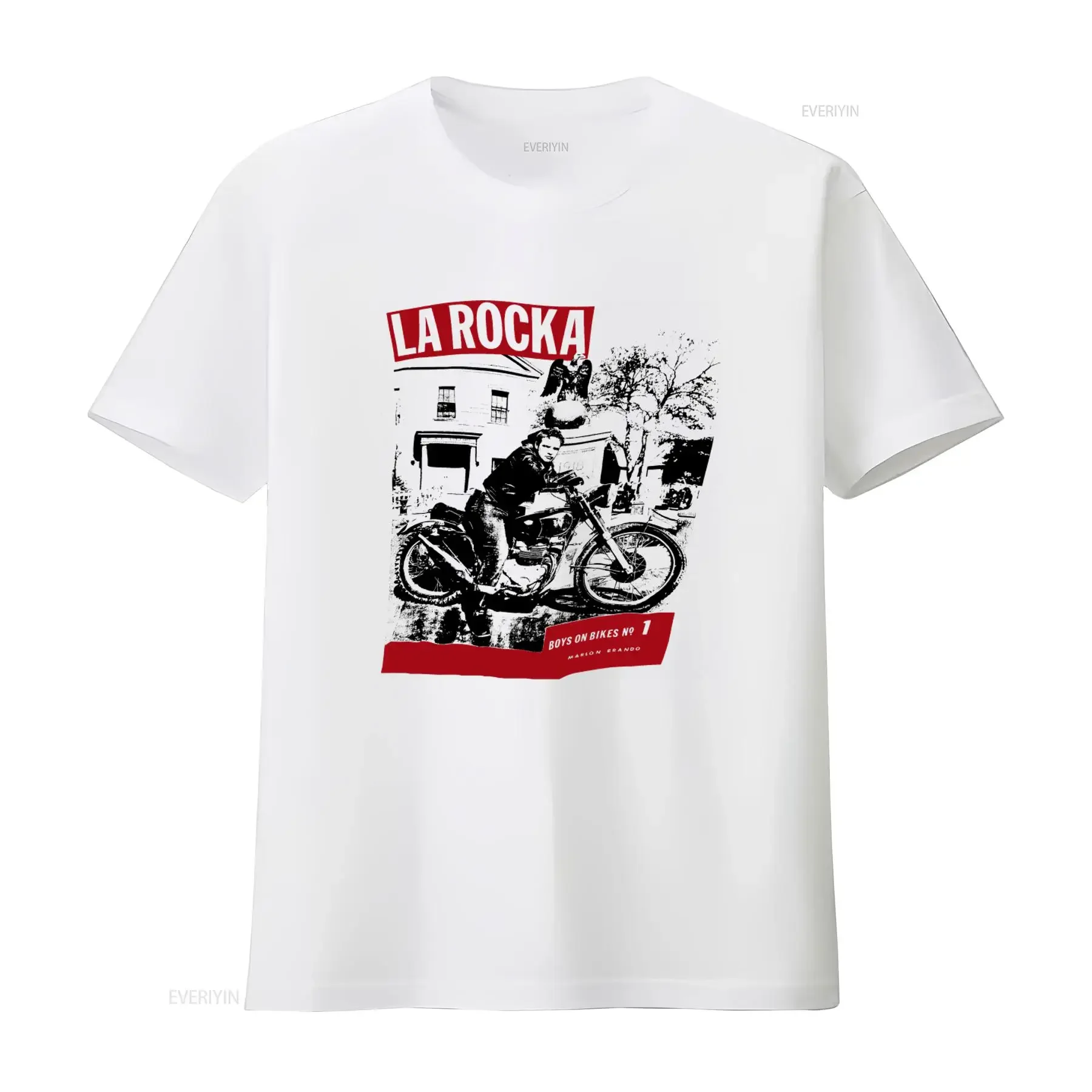Vintage 90s LA ROCKA Boys on Bikes No 1 Motorcycle Design T Shirt Marlon Brando Inspired American Actor Streetwear Style Soft
