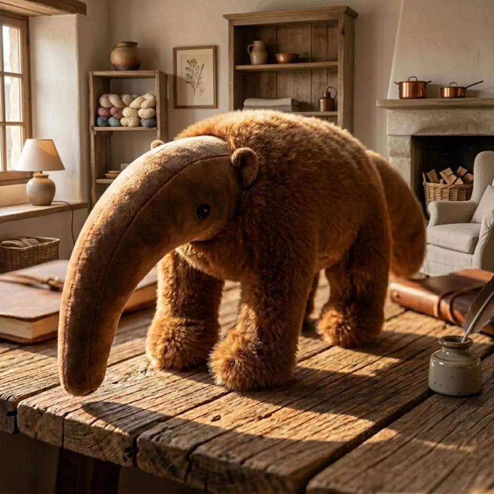 Creative Soft Fabric Anteater Plushie Lifelike Huggable Body Long Nose Animal Bedroom Decor