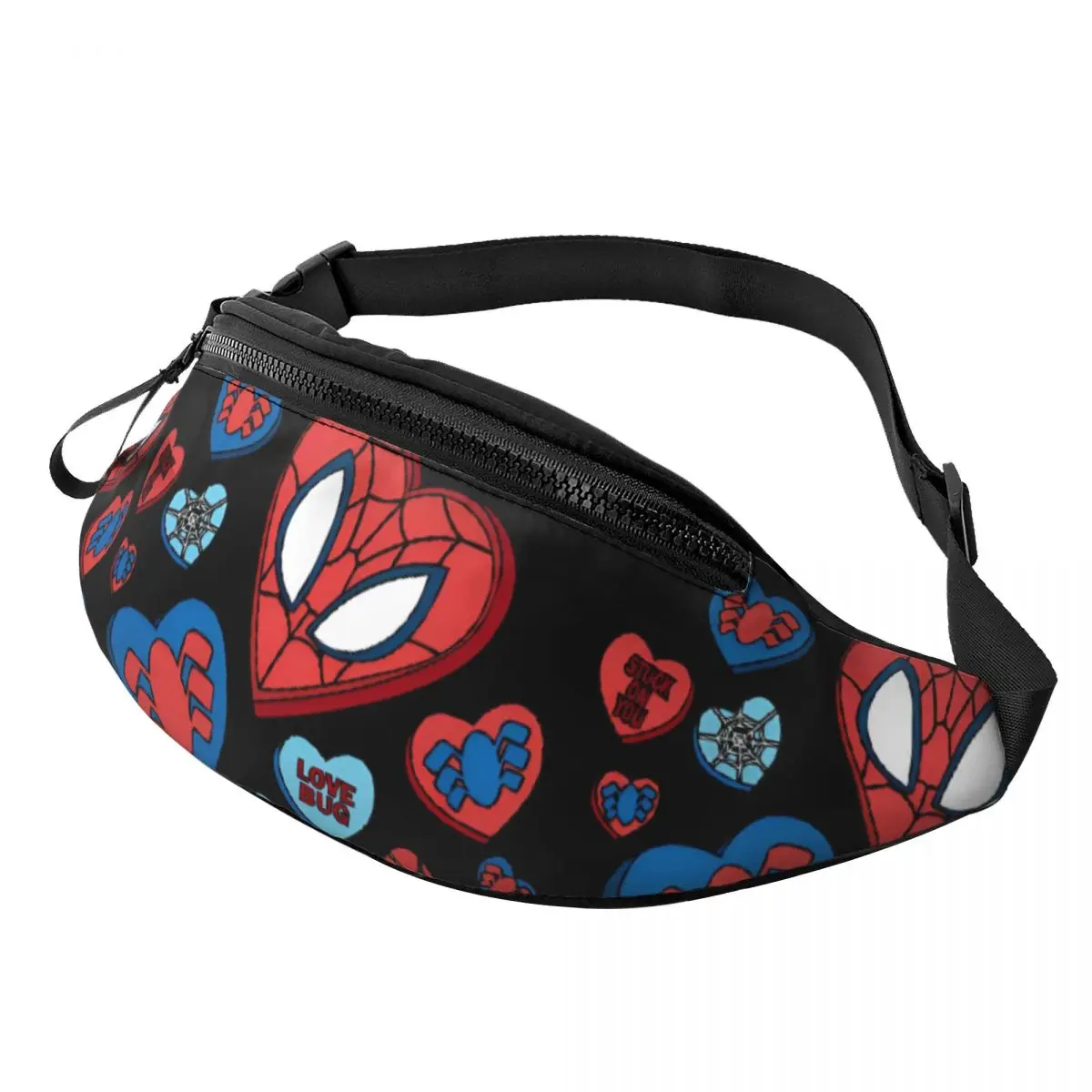 

Маленькая сумка-слинг с сердечками паука, нагрудный рюкзак через плечо, рюкзак для путешествий, пешего туризма, повседневные сумки на день Святого Валентина с Человеком-пауком
