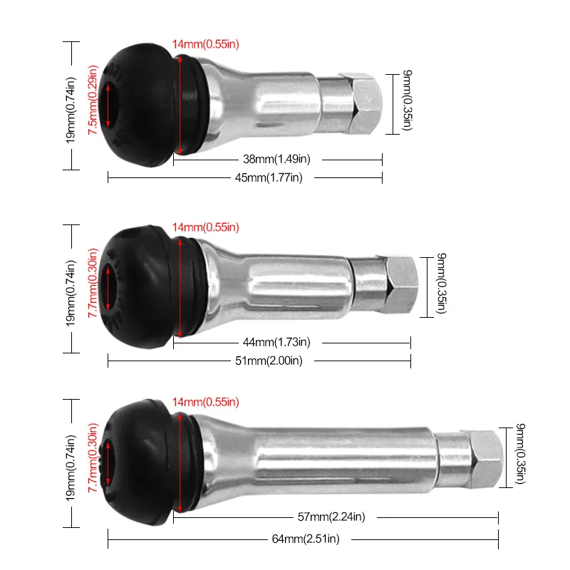 TR412AC/TR413/TR413AC/TR414AC/TR418AC Tire Valve Stem Universal Rubber Valve Tubeless Nozzle With Valve Core Car Accessories