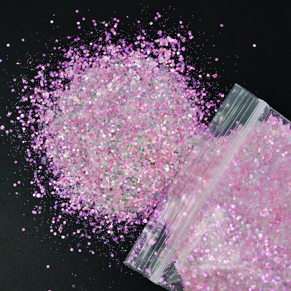 50g Sparkly Purple Nail Powder Mixed Gradient Iridescent Glitter Nail Art Sequins Symphony Spangle Manicure Nail Art Paillette