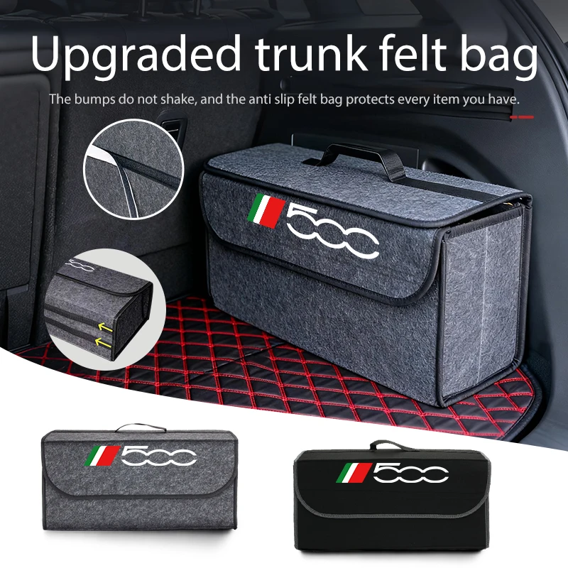 Para fiat logotipo do carro caixa de armazenamento tronco grande capacidade ferramenta organizador saco acessórios fr abarth 500 bravo viaggio linea sedici siena