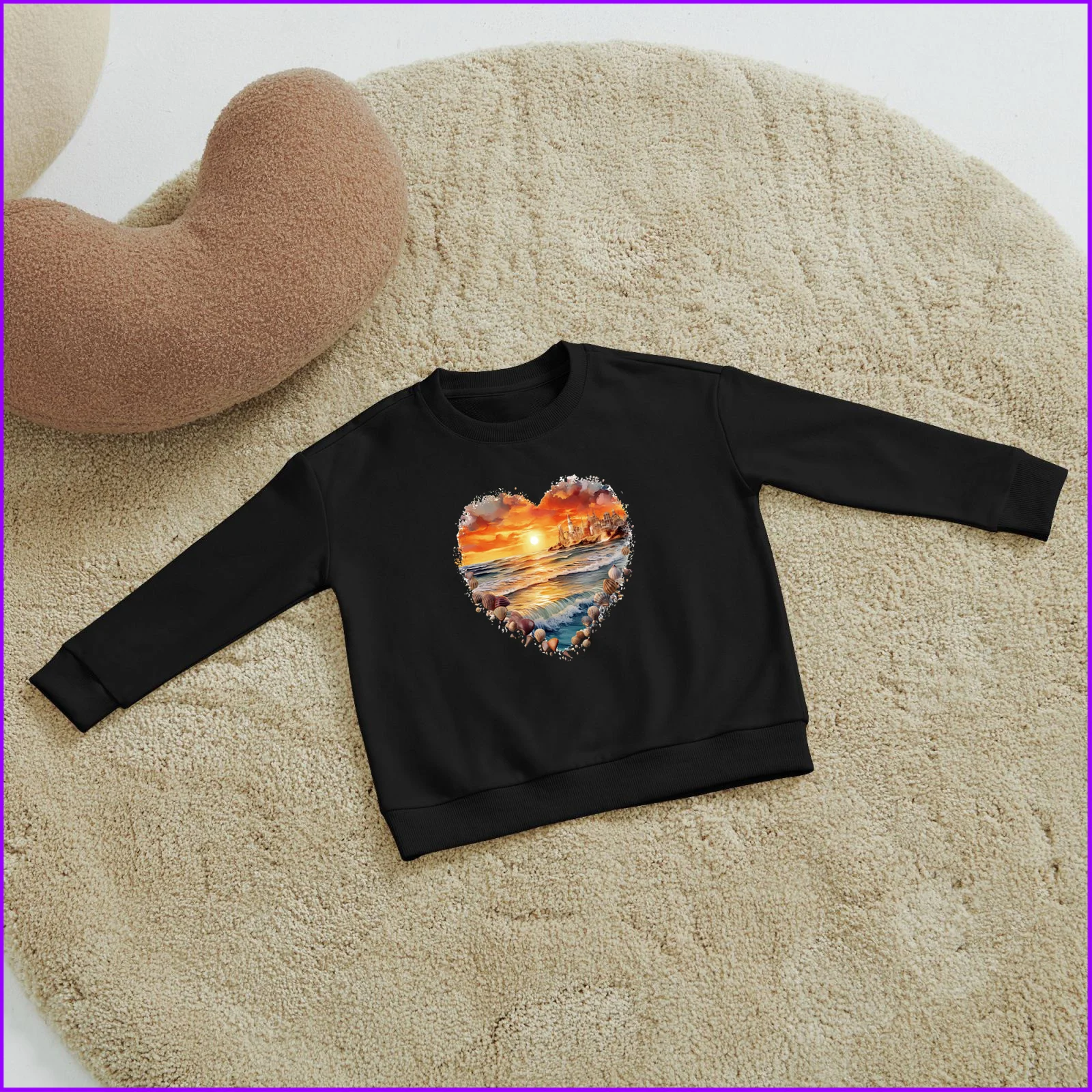 Sea Beach Heart Sunset Sja1379 Kids Boys Girls Hoodies Sweatshirts Teen Clothes Rainbow Friends Cosplay Letter Fashion Camisetas