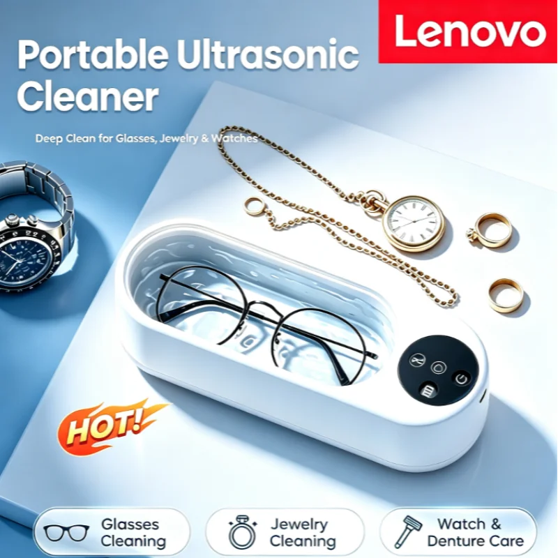Lenovo New Portable Household Ultrasonic Vibration Cleaner Multi Function Cleaning Device For Glasses Jewelry Dentures Watch