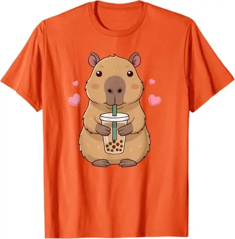 Cute Capybara Boba Tea Bubble Rodent Anime Kawaii Lover Kids T-Shirt Japanes Art Teens Graphic Outfit Girls Fashion Saying Tee