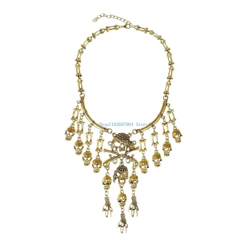 

N7YF Women Pirate Dress Up Accessories with Head Scarf Stocking Eye Patches Necklace Earrings for Halloween Role Play