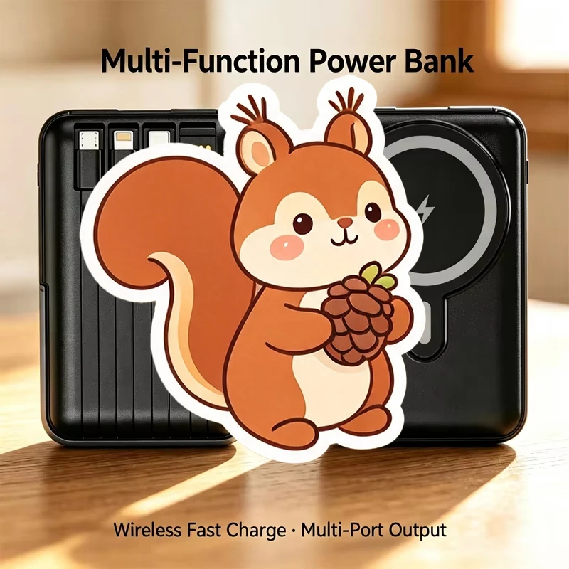 Magsafe Power Bank 10000mAh Fast Charging Portable Built-in 4 Cable External Battery For IPhone Magnetic Power bank