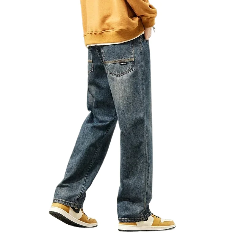 

Thick Vintage Jeans Men's Winter Straight Warm Fleece Baggy Thermal Denim Trousers Fashion Korean Wide Male Plush Pants