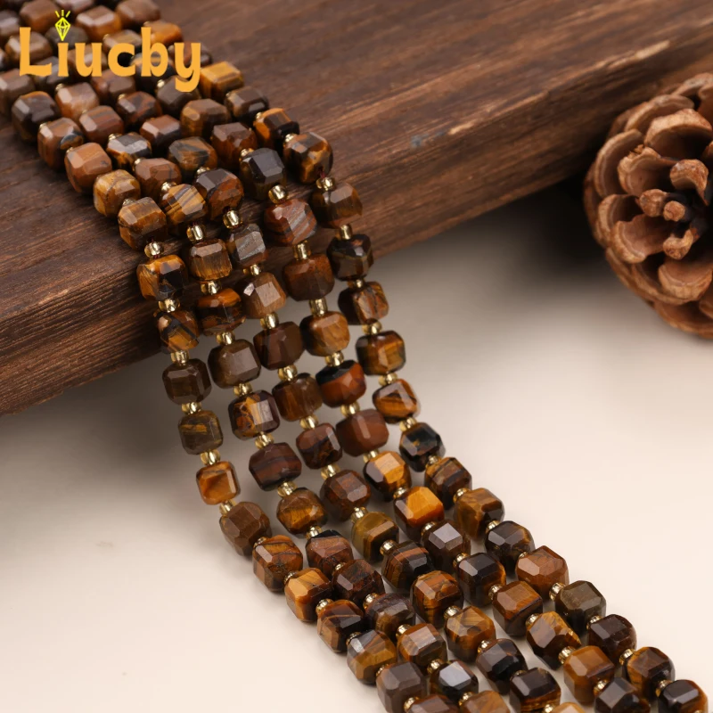 Facettierte Tigerauge AB+ Naturstein-Abstandsperlen DIY Dekorative Armbänder Zubehör für die Schmuckherstellung 15'' Strang 6/8/10MM