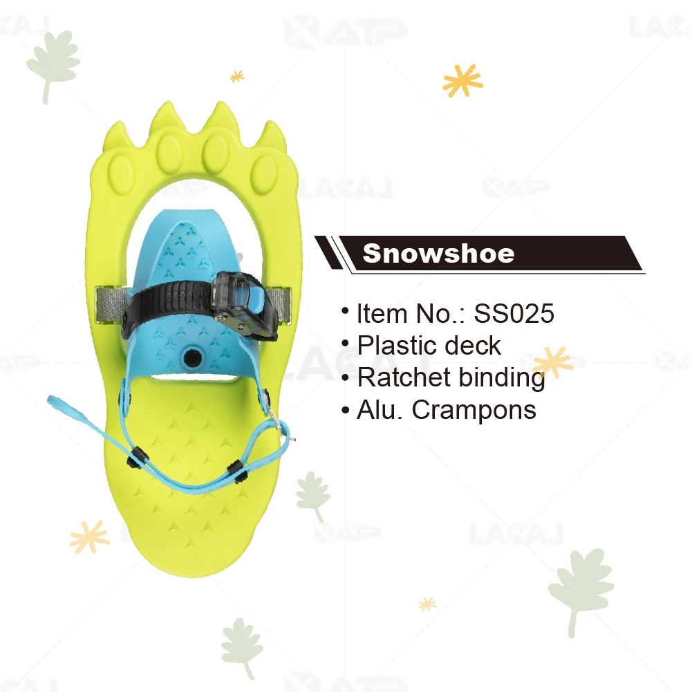 Customize Logo Single Ratchet Binding Plastic Kids Children Mini Cartoon Lightweight Dinosaur Footprint Snowshoes