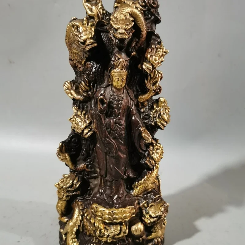 

Дракон из чистой меди, украшение Avalokitesvara для езды на драконе, Гуаньинь, Коулун, Гуаньинь, медная статуя для домашнего поклонения, статуя город Hous