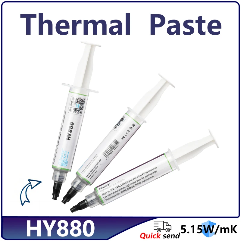 HY880 5g 5.15W/m-k Silicone Thermal Paste Heat Transfer Grease Heat Sink CPU GPU Chipset Notebook Computer Cooling Syringes