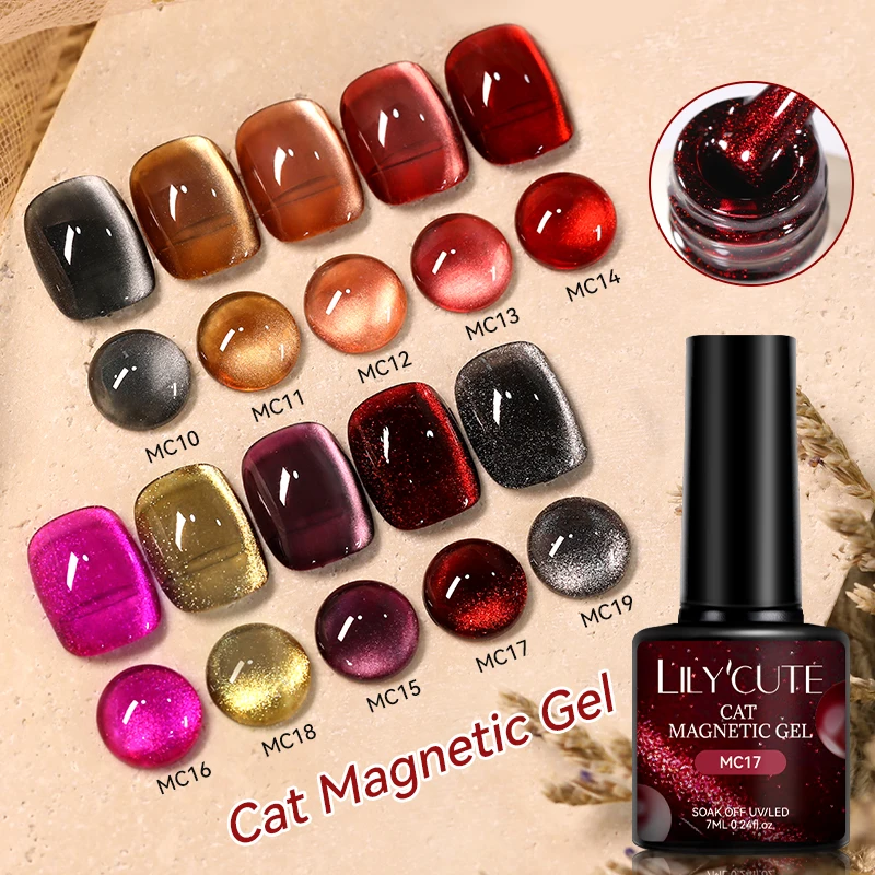 LILYCUTE 7ml chat rouge Gel magnétique vernis à ongles paillettes couverture complète vernis Semi Permanent UV/LED tremper les ongles Art