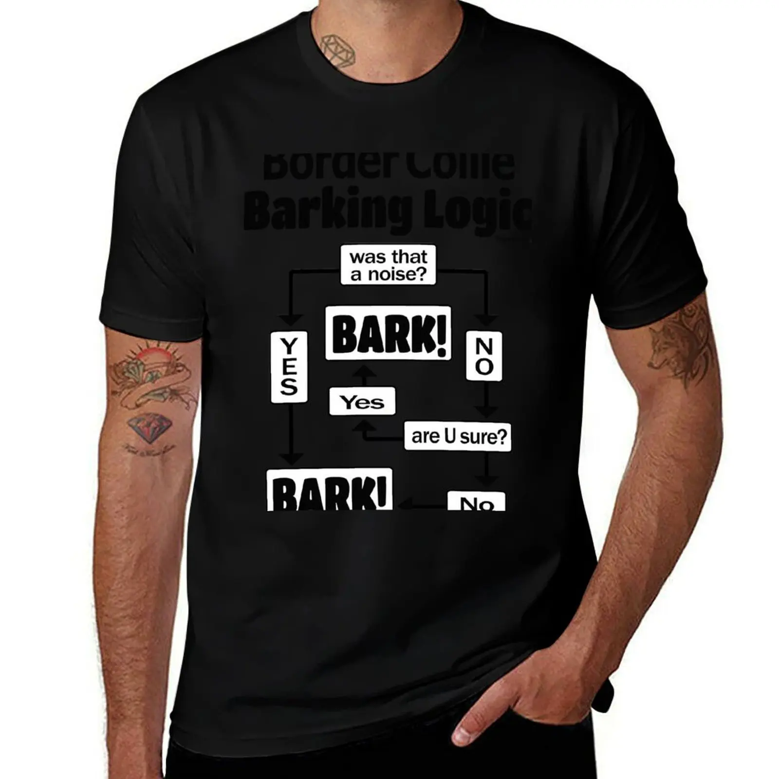Border Collie Barking Logic T-Shirt Moisture Control Sports Tee