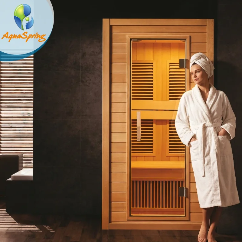 Customized far infrared sauna room for 1-2 people, Canadian spruce solid wood indoor home full spectrum heating customized size