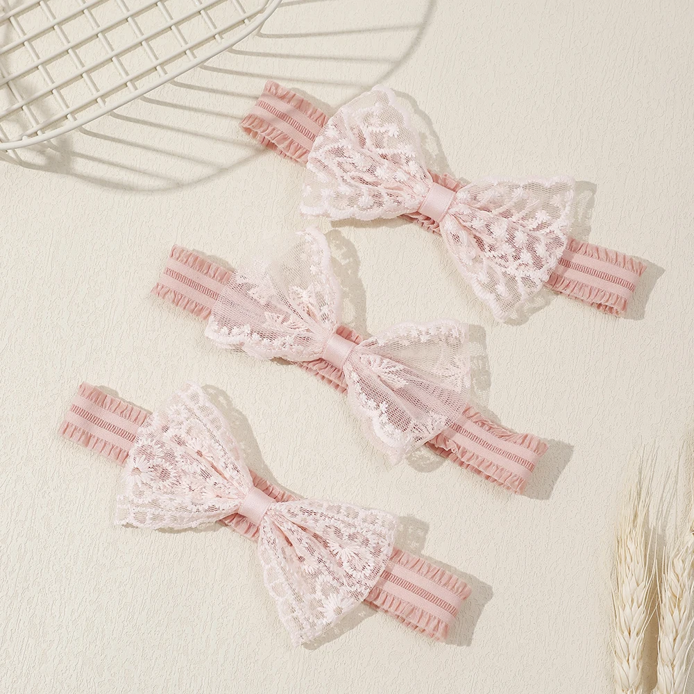 3 Buah/Set Hiasan Kepala Anak Ikat Rambut Elastis untuk Bayi Perempuan Ikat Kepala Ikatan Simpul Renda Lucu Turban Anak Aksesori Rambut Bayi Perempuan