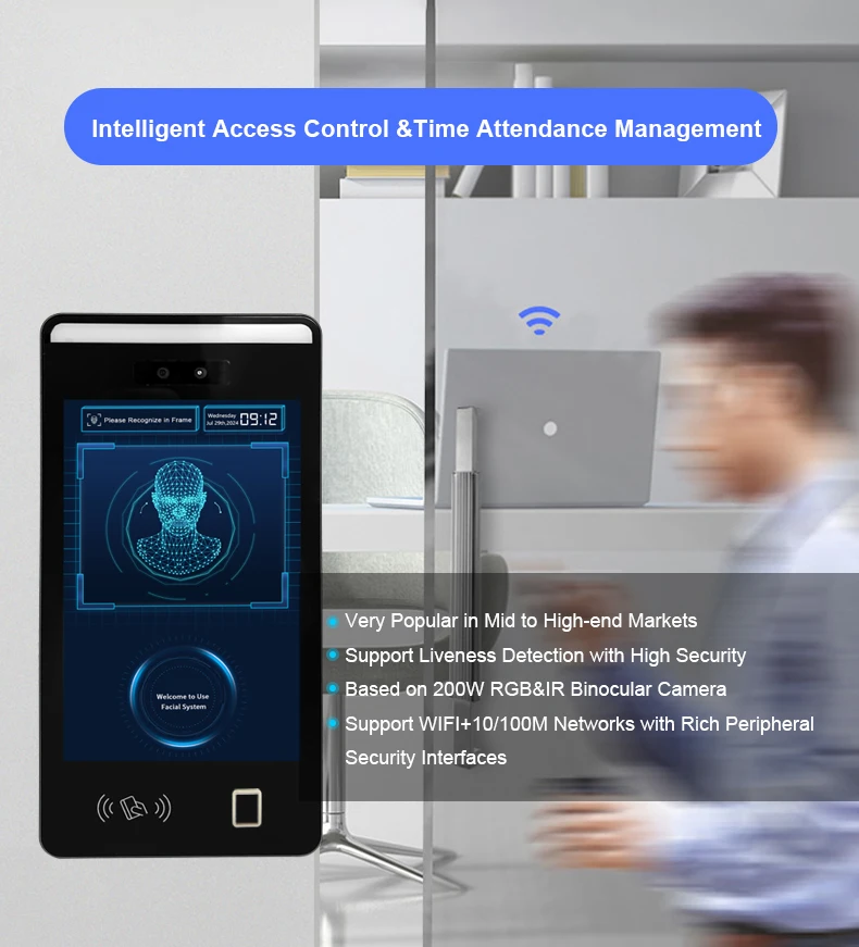 F6 PLUS AI Time Recording Device Wifi TCP/IP Wireless Cloud Web Facial Recognition Access Control System Biometric Products