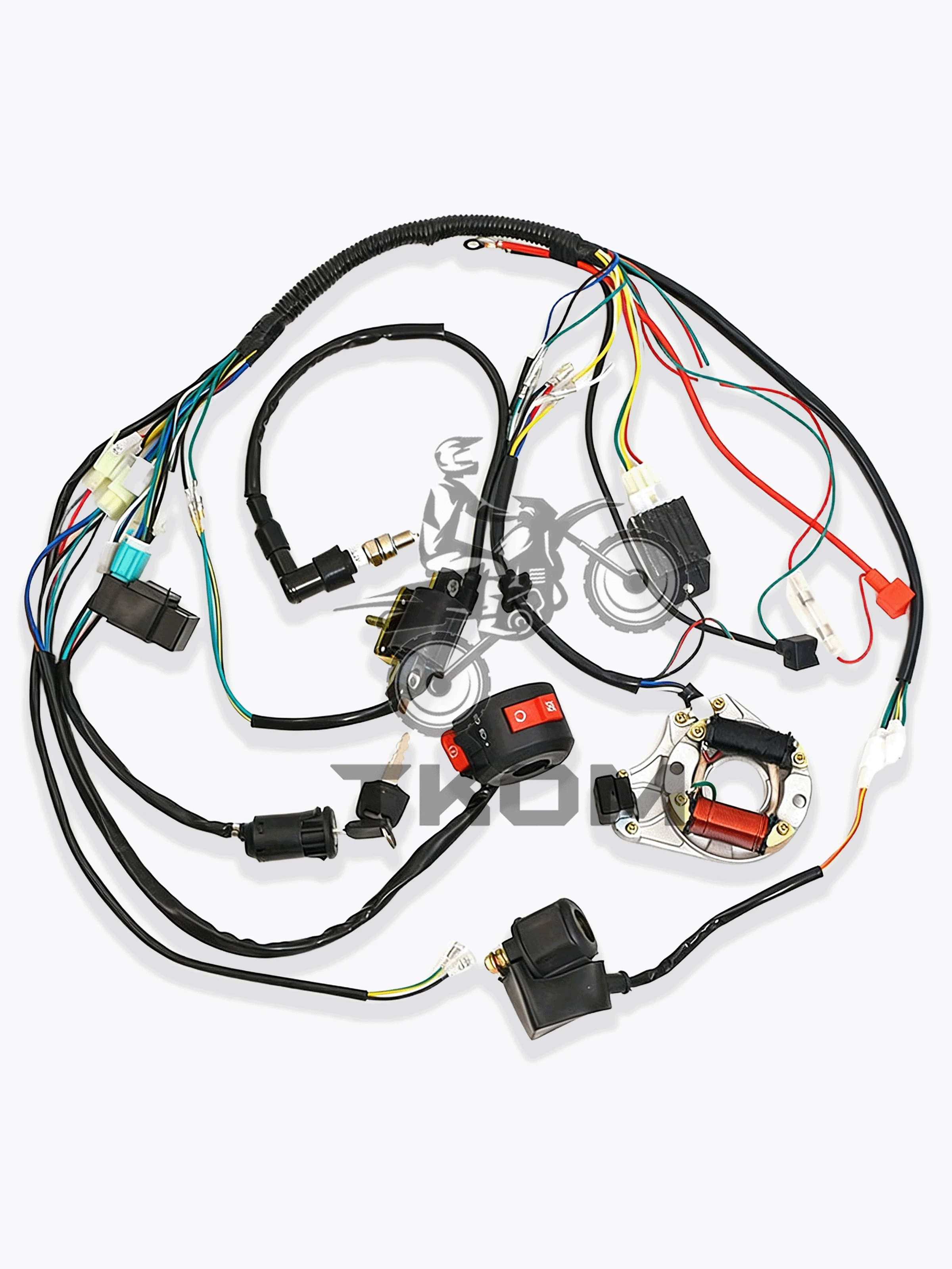 Full Complete Electrics Wiring Harness Kit CDI Ignition System for ATV/4 Wheeler/Beach Bike 70CC 110CC Motorcycle Engine Parts