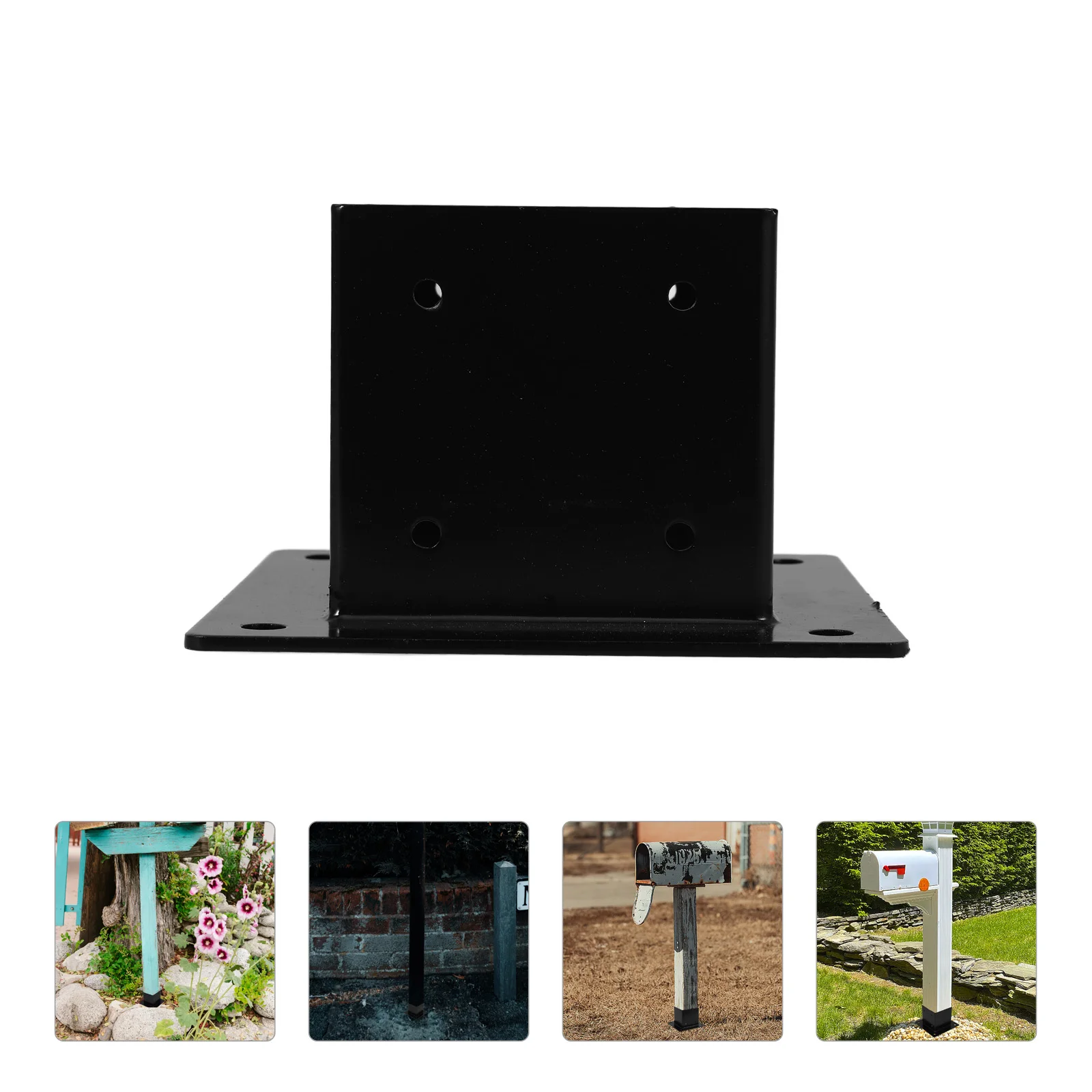 

1 set Gazebo Porch Railing Support Bracket Iron Fence Post Base Holder Handrail Pole Deck Fixed Base Mailbox Post Holder Outdoor