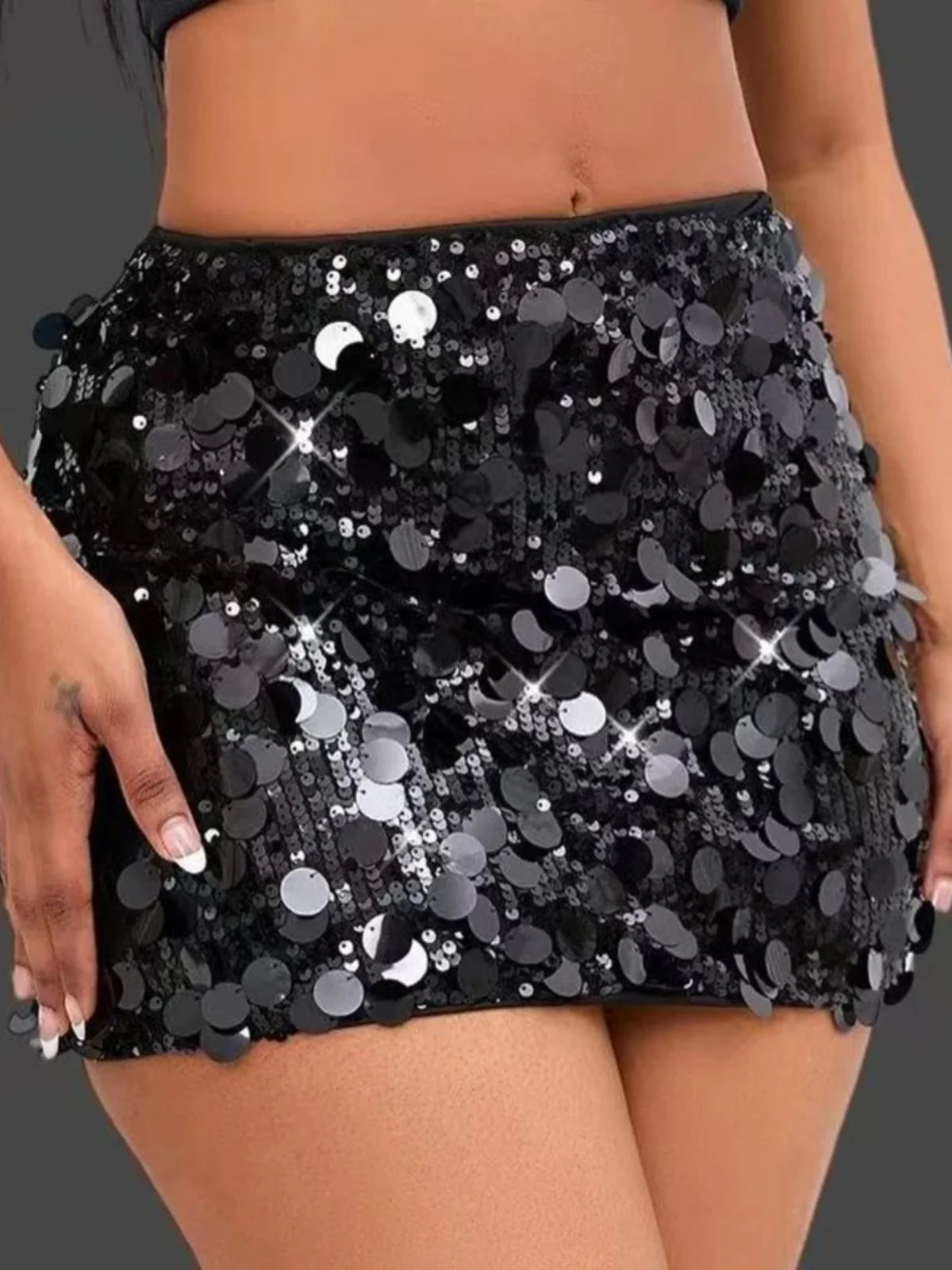 

Сексуальная модная юбка трапециевидной формы с блестками и средней талией для молодых женщин до 30-летнего зимнего обычного цвета.