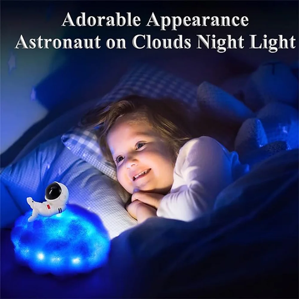 Astronauta LED Cloud Lamp com efeito arco-íris, luzes coloridas para quarto, decoração de quarto, coisas legais, presentes de aniversário para crianças