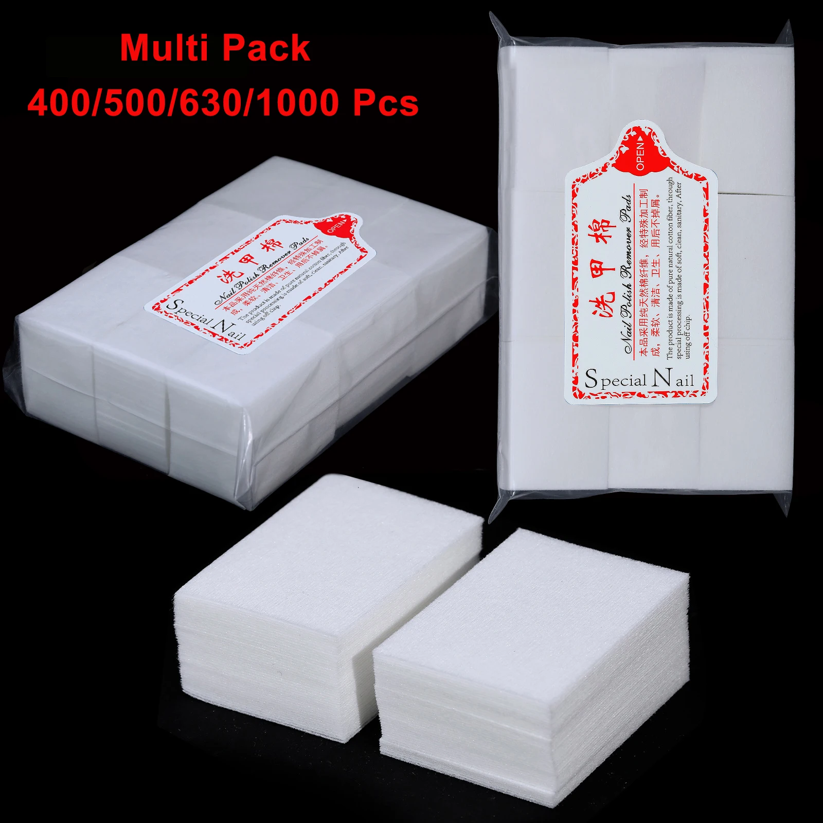 400/500/600/1000 Stück solide, langlebige Nagelwerkzeuge, Maniküre-Gel-Nagellackentferner-Pads, fusselfreie Tücher, 100 % Baumwolle, Serviettenwickel – Detail 3
