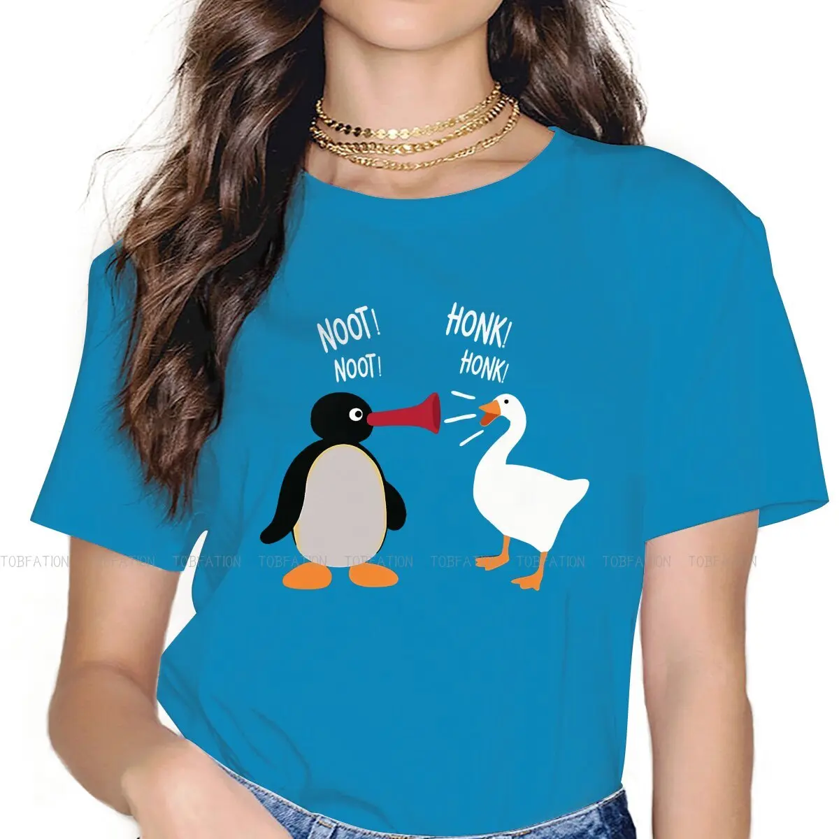 noot noot honk honk  Women Shirts Pingu Penguin Anime Oversized Korean StyleT-shirt Harajuku Vintage Female Clothing