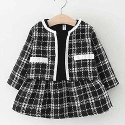 Baby Girl Clothes Set Kid Dress+Coat 2Pcs Girl Suit Fashion Plaid Baby Costume Wedding Party Toddler Outfit Princess Dress A897