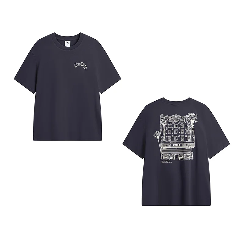 

Puma Dark Blue Puma Sports Casual Round Neck Short-Sleeved T-Shirt Men's and Women's Clothing 63295016