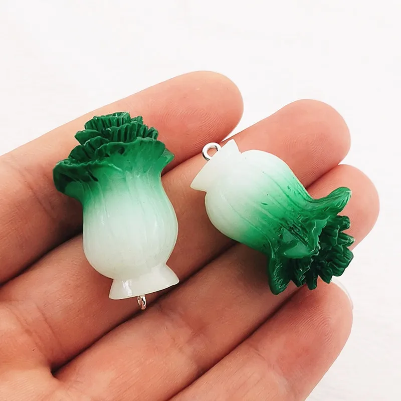 4pcs 33*25mm Resin vegetable charms 3D Chinese Cabbage  charms Pendants for Jewelry Making DIY Jewelry Findings,Designer Charms