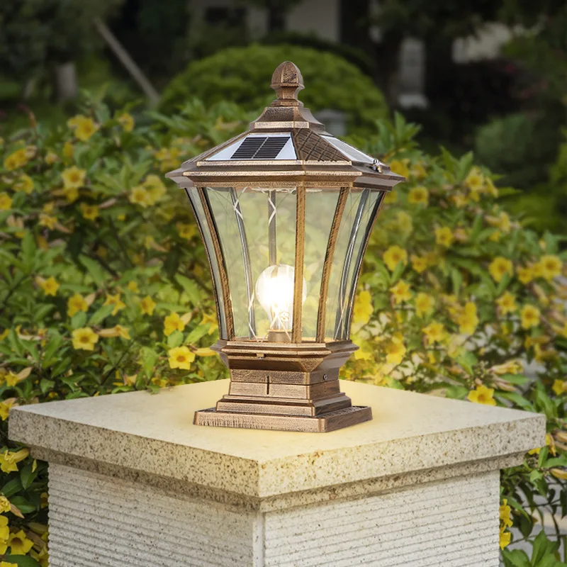 Solar Column Light Outdoor Waterproof Garden Light Home Door Column Villa Outdoor Gate Light